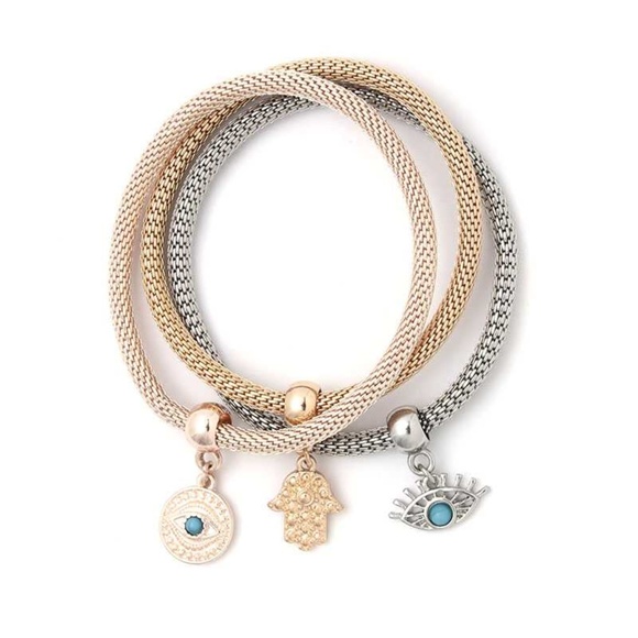 EYE HAMSA HAND CHARM BRACELET - Picture 1 of 1